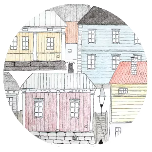 Pyöreä lasinalunen | Talot halk. 10 cm