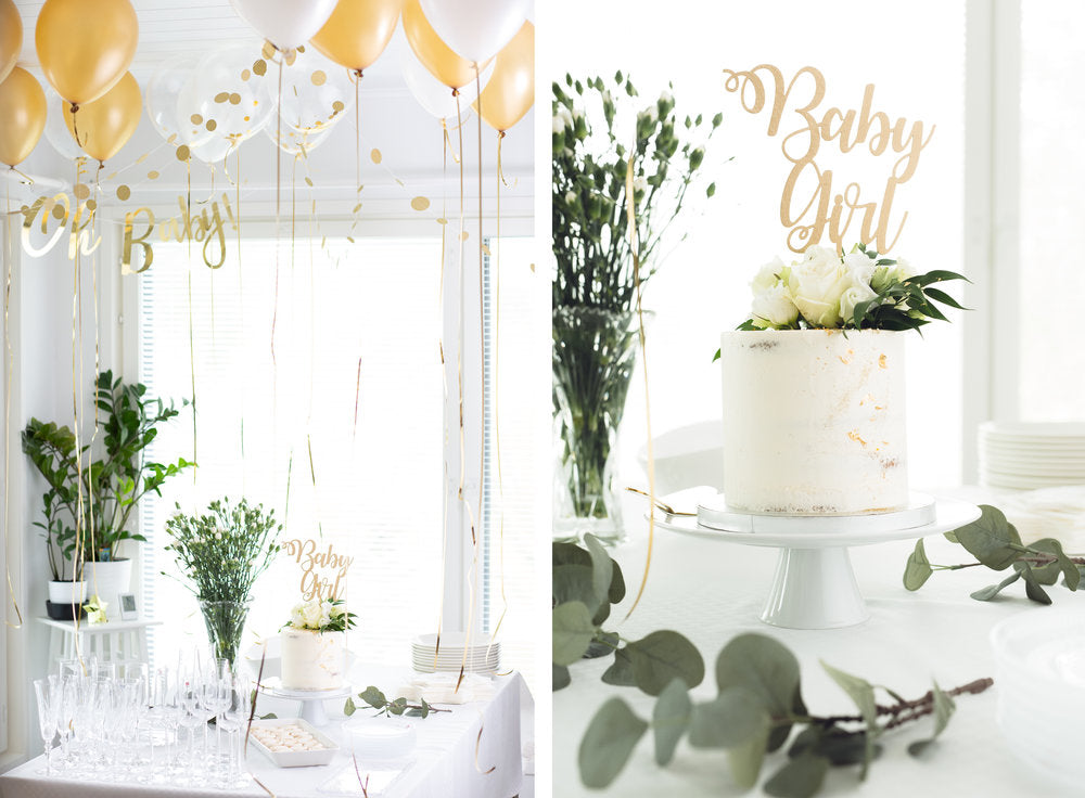 Baby Shower tårtdekorationer | Baby flicka | Det är en pojke