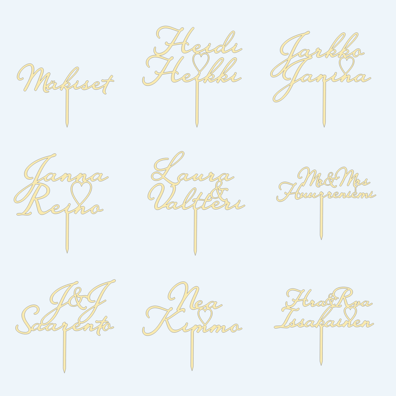 Wooden Wedding Cake Topper 1-2 lines | font 5