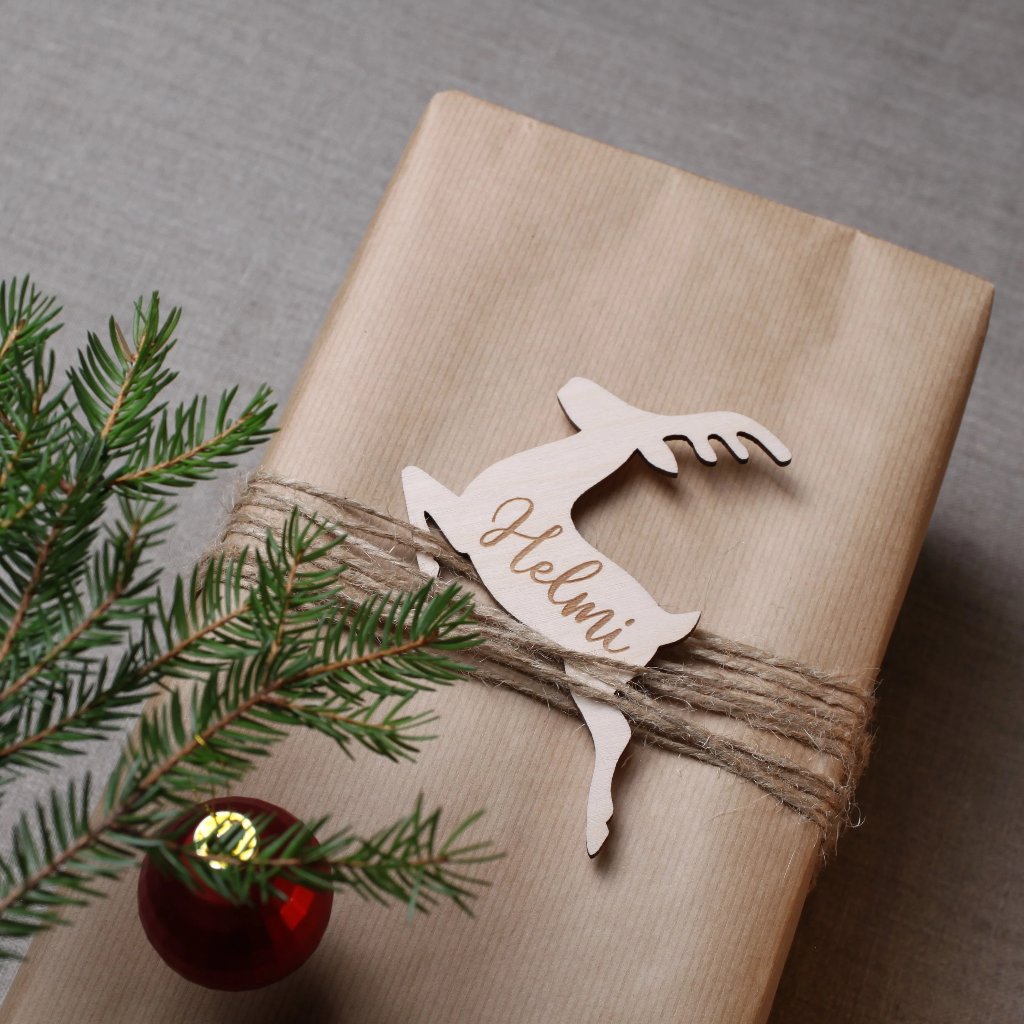 Namnskylt för presentpaket | Tomte | Ditt namn, text eller logo