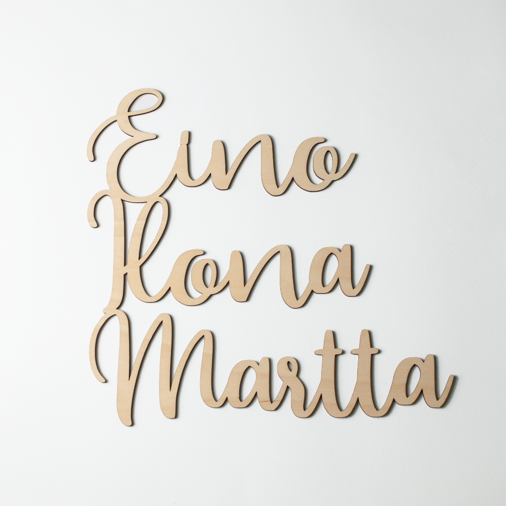 Nimikyltti - Puinen tekstikyltti - Eco Decor Oy