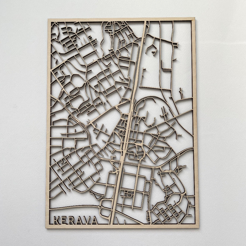 KERAVA Puinen kartta taulu vaneri