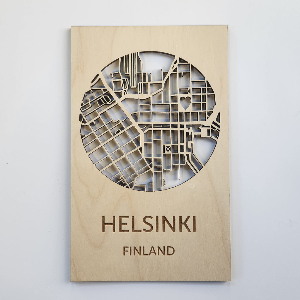 Puinen Helsinki kortti sydän