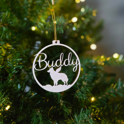 Hunde-Weihnachtskugel mit Flügeln