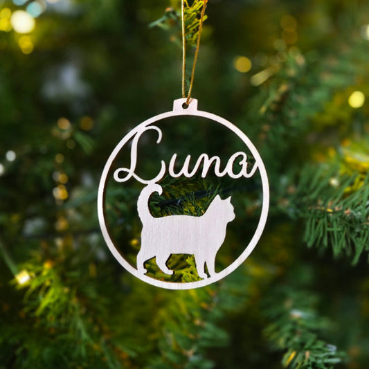 Katzen-Weihnachtskugel | Eigener Name und Silhouette