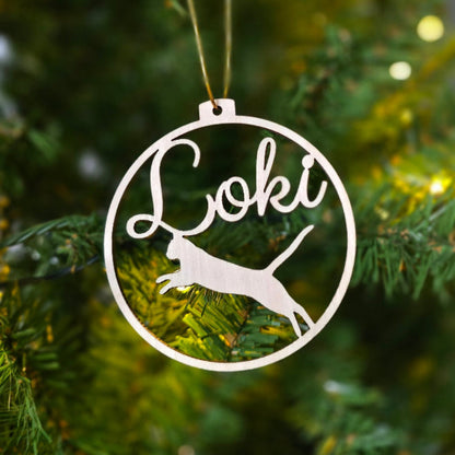 Katzen-Weihnachtskugel | Eigener Name und Silhouette