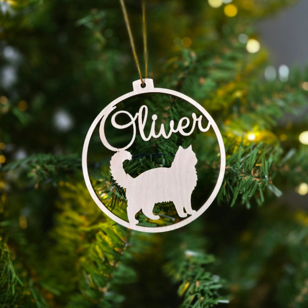 Katzen-Weihnachtskugel | Eigener Name und Silhouette