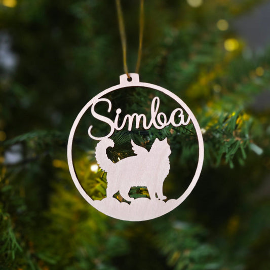 Katzen-Weihnachtskugel mit Flügeln