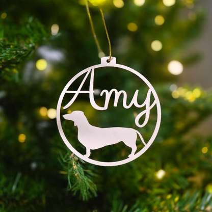 Hunde-Weihnachtskugel mit eigenem Namen | Über 99 Rassen, wähle deine!