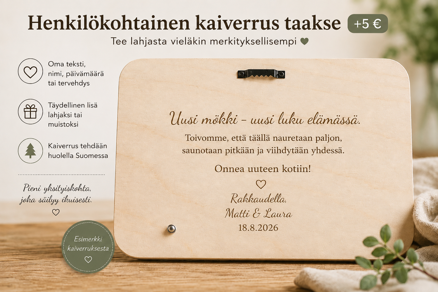 Personoitu saunamitari valokuvasta