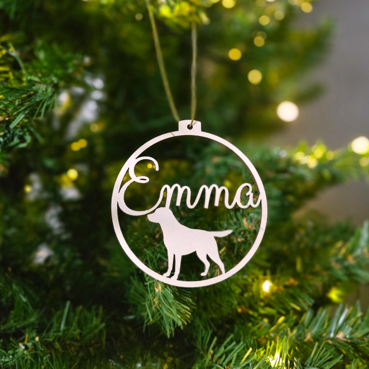 Hunde-Weihnachtskugel mit eigenem Namen | Über 99 Rassen, wähle deine!