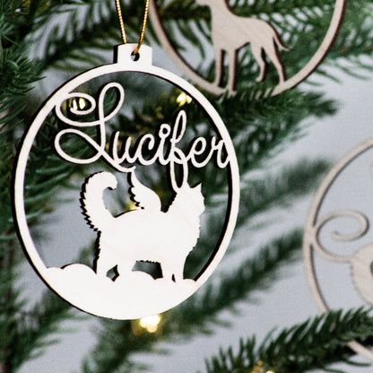 Joululahja kissa joulupallo oma nimi kissajoulukoriste