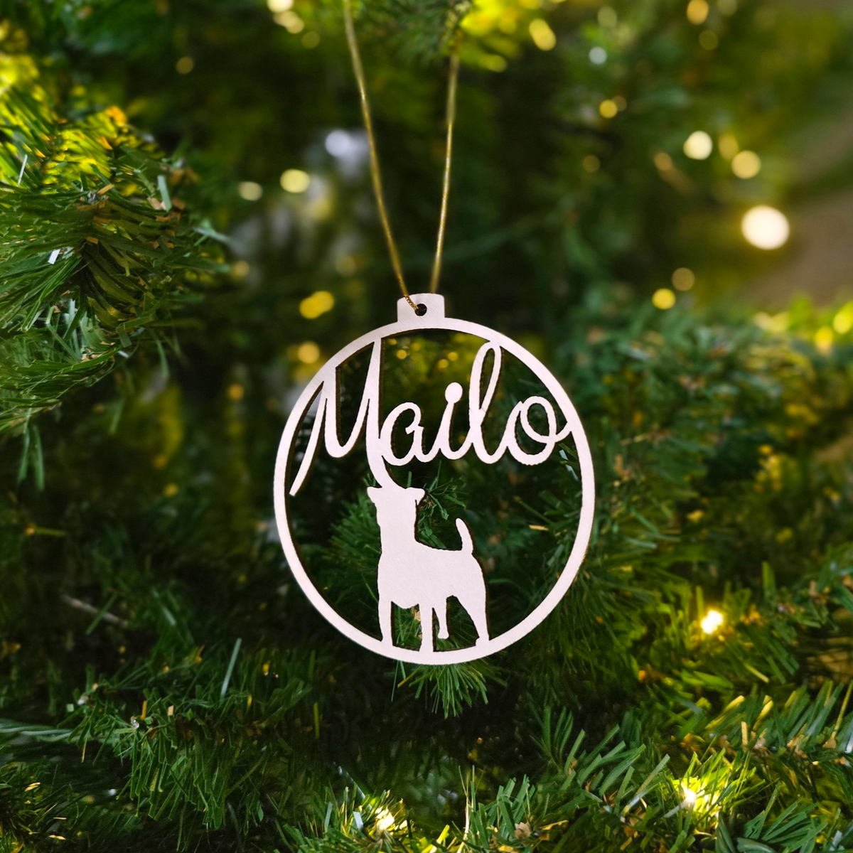 Hunde-Weihnachtskugel mit eigenem Namen | Über 99 Rassen, wähle deine!