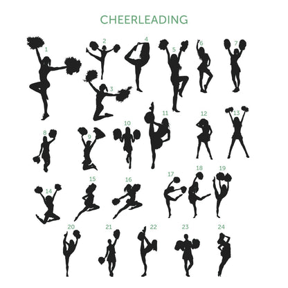Puinen mitaliteline cheerleading siluetti