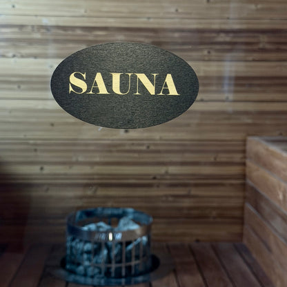 Ovaali SAUNA-kyltti ovelle | 120 x 70 mm