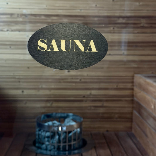 Ovaali SAUNA-kyltti ovelle | 120 x 70 mm