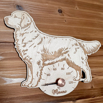 Personoitu saunamittari koirarodulla ja lemmikin nimellä