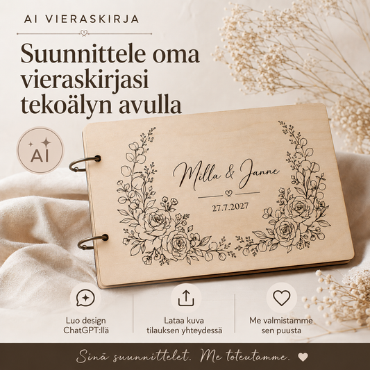 AI Vieraskirja - Suunnittele täysin uniikki häävieraskirja tekoälyn avulla