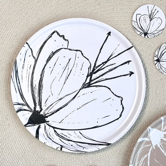 Iso pyöreä tarjotin | Kukat halk. 40 cm