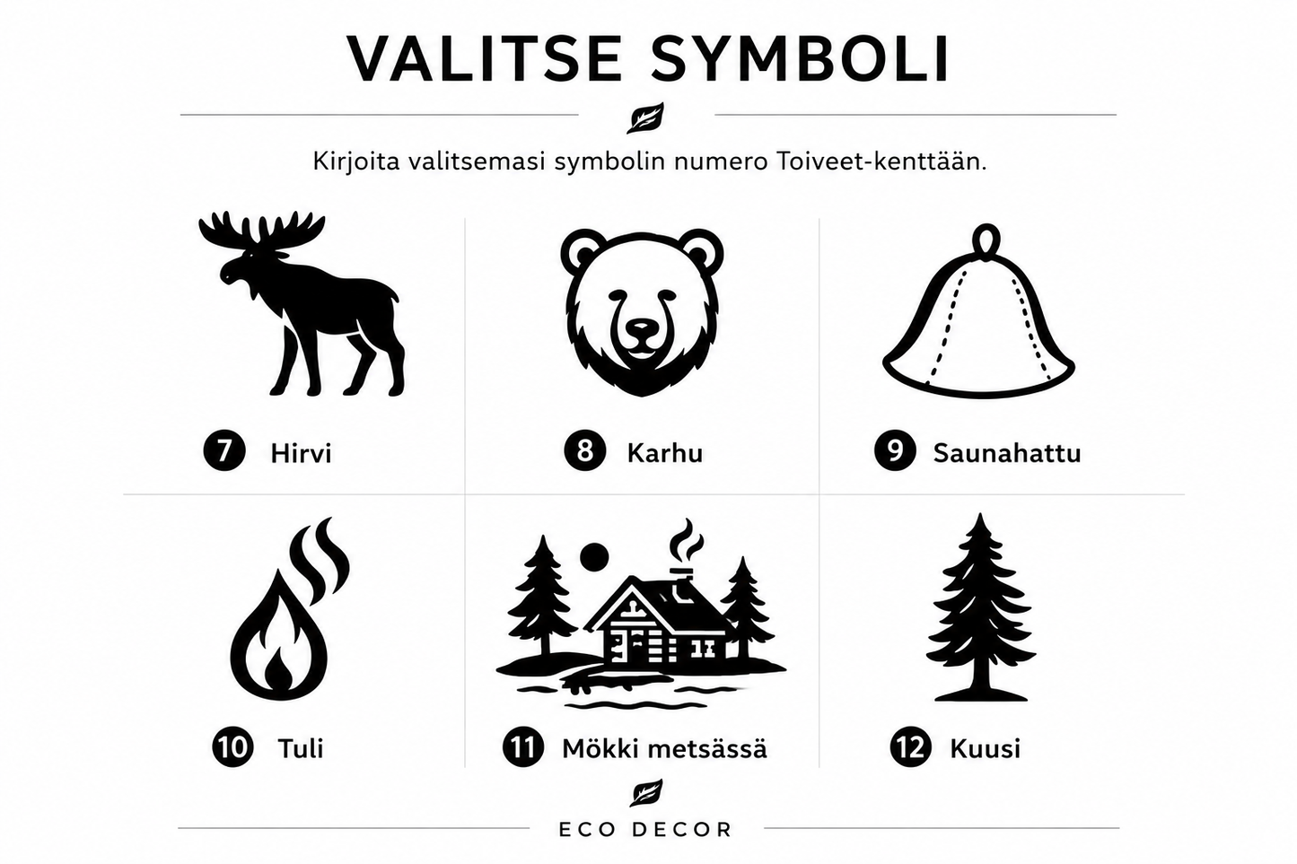 Personoitu koivunlehti-saunakyltti omalla tekstillä