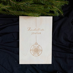Puinen joulukortti personoitu kaiverrus liikelahja - Eco Decor wooden postcard