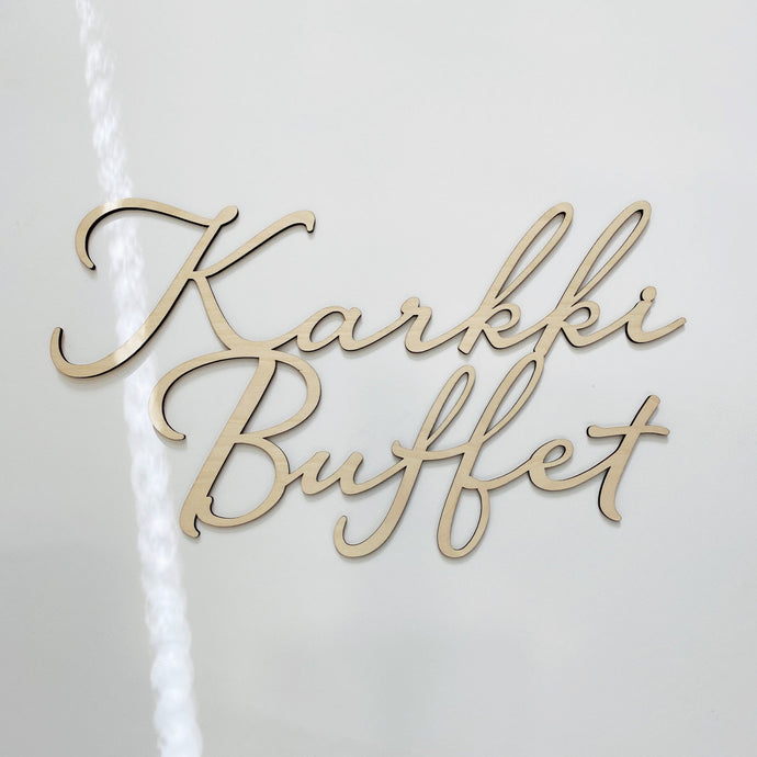 Karkki Buffet | Puiset kyltit fontti 5