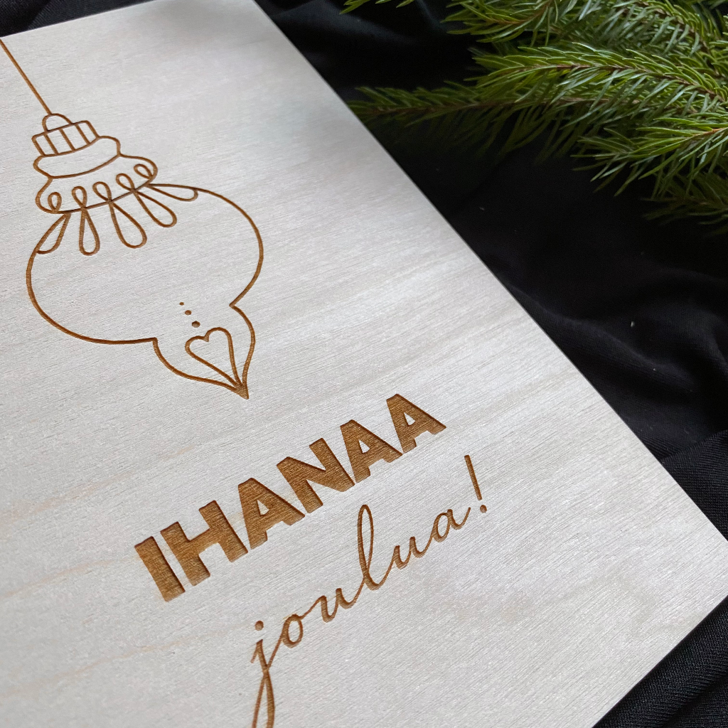 Puinen joulukortti UUSI DESIGN Tue kotimaista