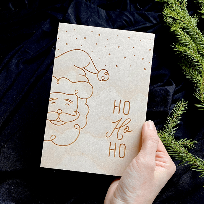 Kotimaiset joulukortit puusta