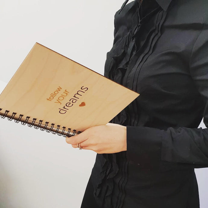 Follow your dreams - Stunning wooden notebook