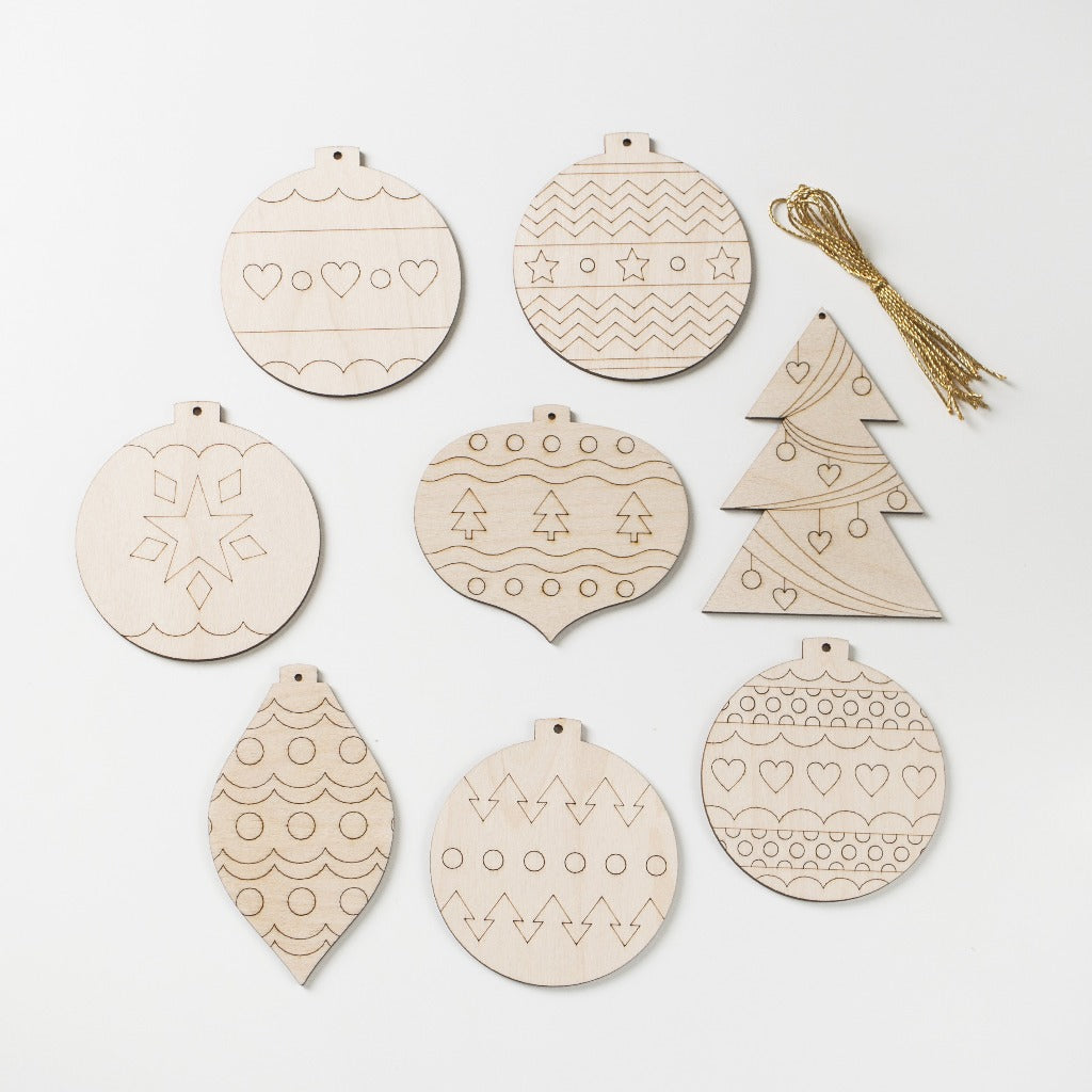 Wooden Christmas tree toys | 8 pcs