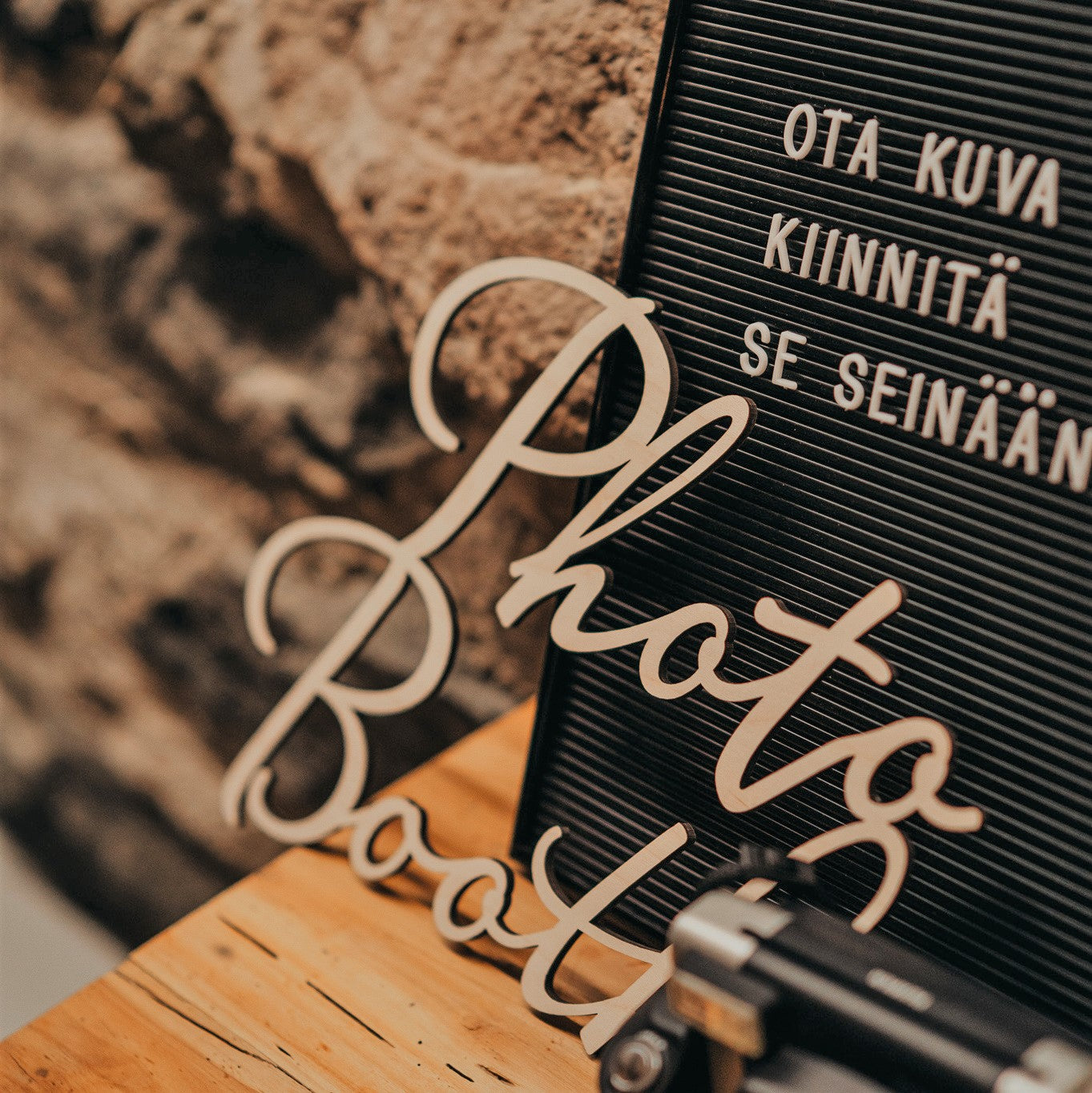 Photo Booth puinen koriste pöytään kyltti hääkoristeet tilaustyönä