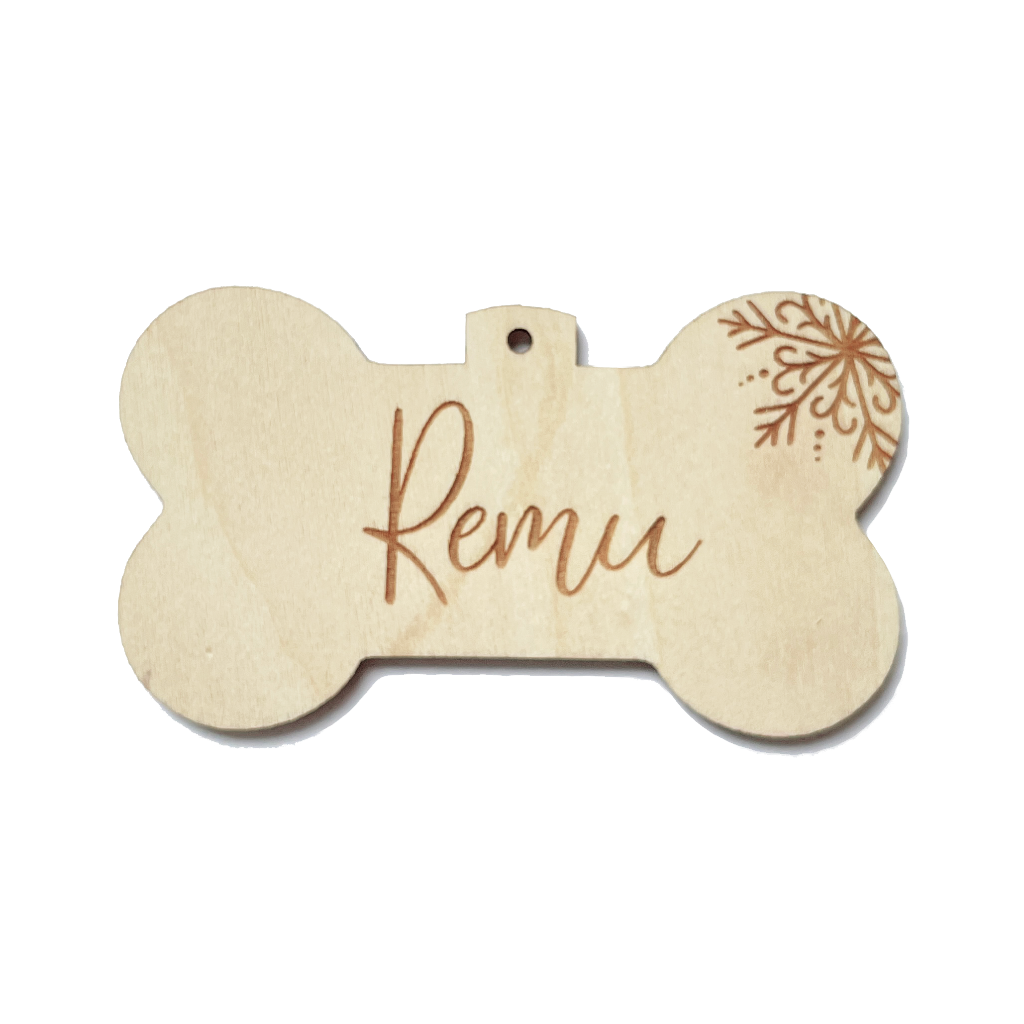 Puinen Joulupallo luu koira oma nimi joulukoriste personal christmas ornament handmade dog name