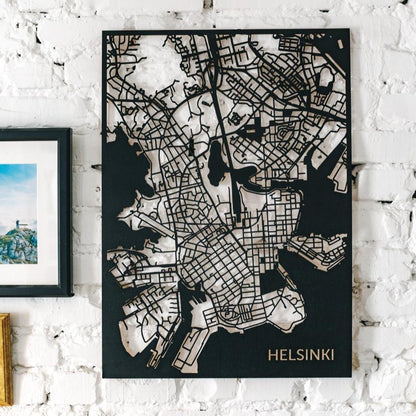  KARTTA TAULU HELSINKI - Puinen sisustuskarta | Eco Decor Oy - puiset Sisustustaulu