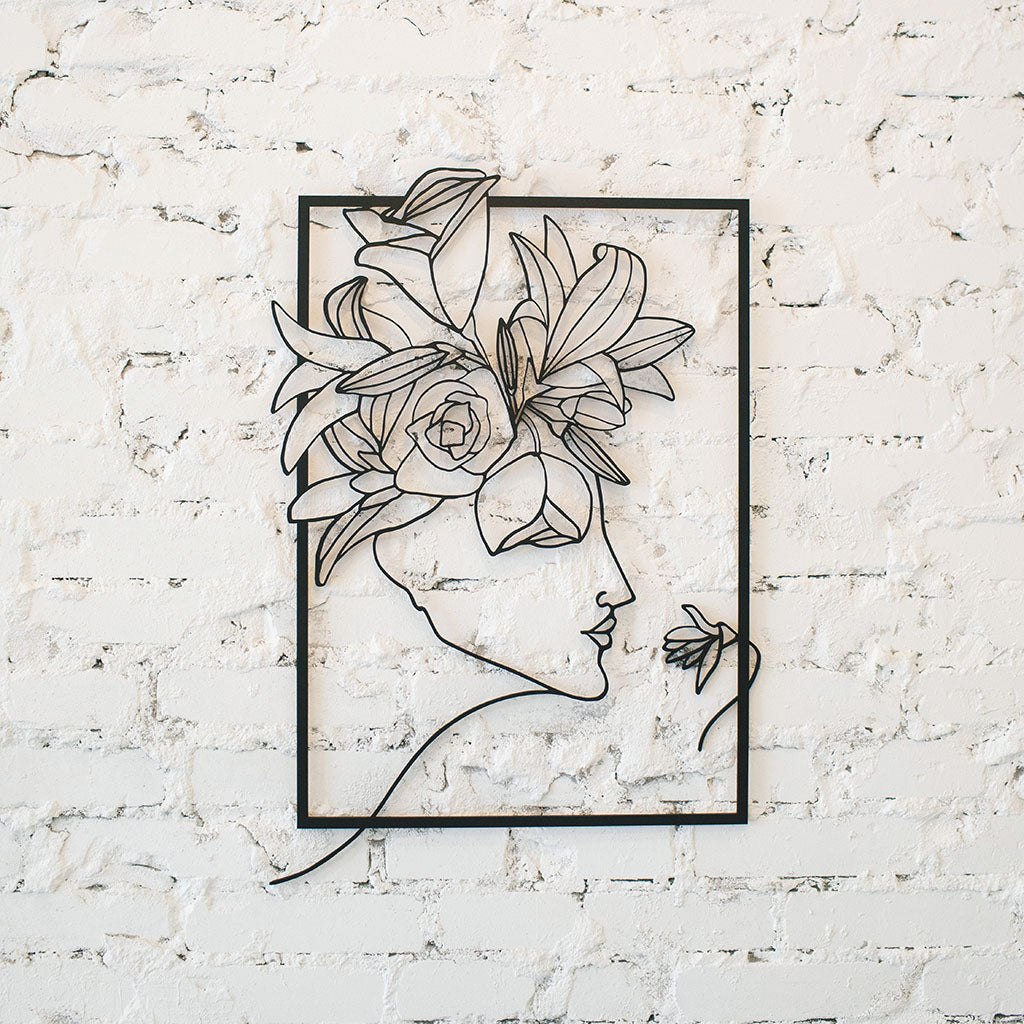 puinen ART taulu sisustus herkkä valkoinen tiiliseinä - ecodecor.fi